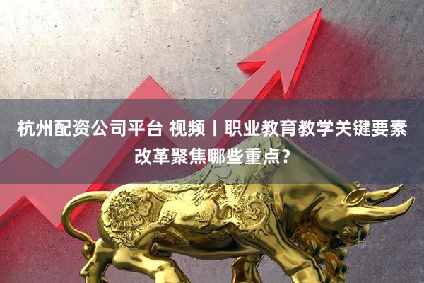 杭州配资公司平台 视频丨职业教育教学关键要素改革聚焦哪些重点？